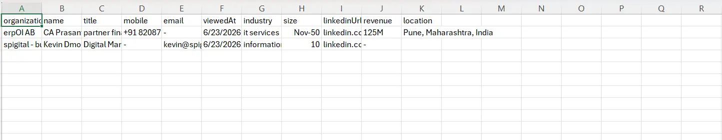 Exported Data